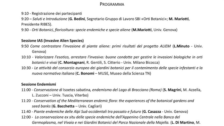 Proteggere le specie endemiche, contrastare le specie invasive – Euroflora – Genova