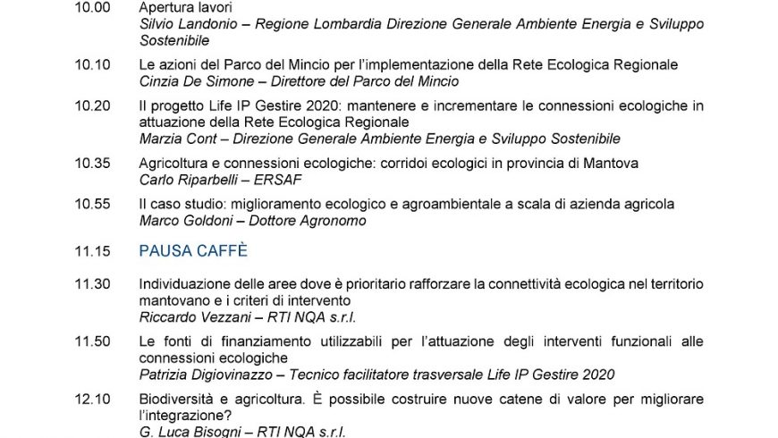Workshop su connessioni ecologiche in attuazione della RER – Bigarello (MN)