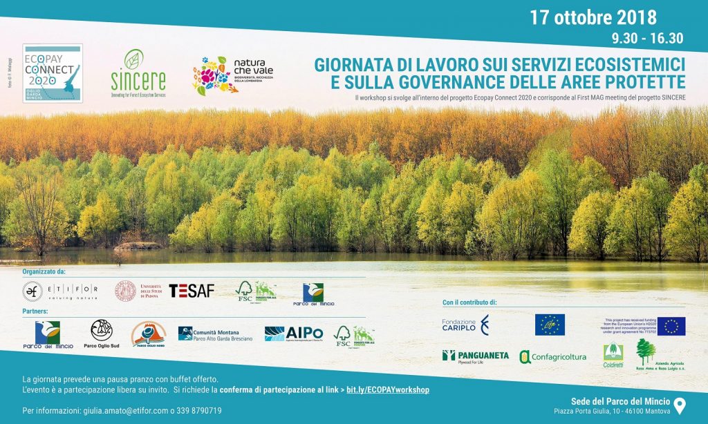 Workshop su servizi ecosistemici e governance delle aree protette il 17 ottobre a Mantova