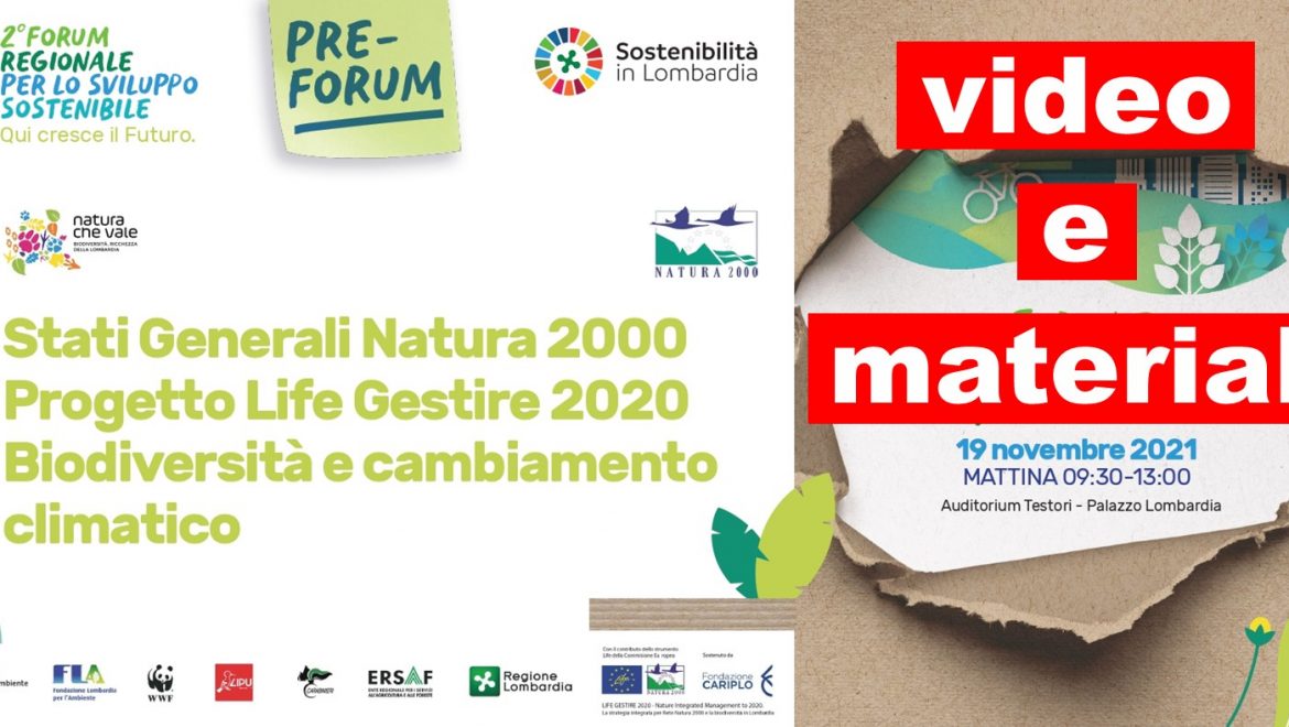 I video e i materiali degli Stati generali di Rete Natura 2000 del 19 novembre 2021
