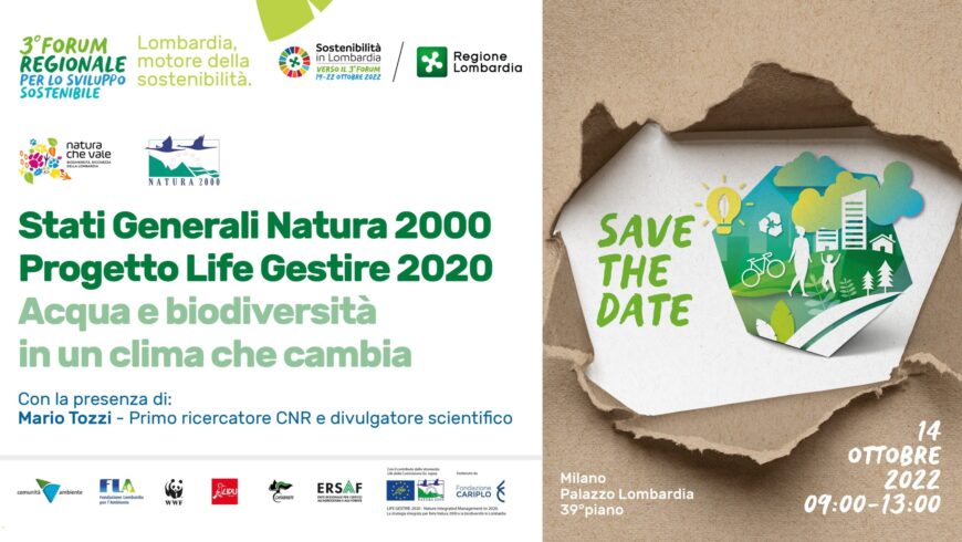 14 ottobre – Stati Generali Natura 2000 – Acqua e biodiversità in un clima che cambia