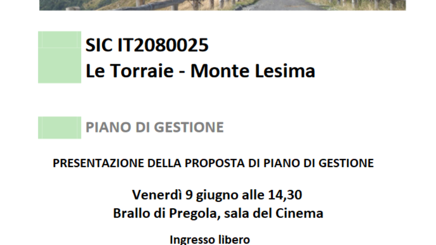 Presentazione proposta Piano di gestione SIC Le Torraie – Monte Lesima – Brallo di Pergola (PV)