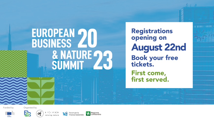 European Business & Nature Summit 2023, 11 e 12 ottobre a Milano. Apertura iscrizioni il 22 agosto
