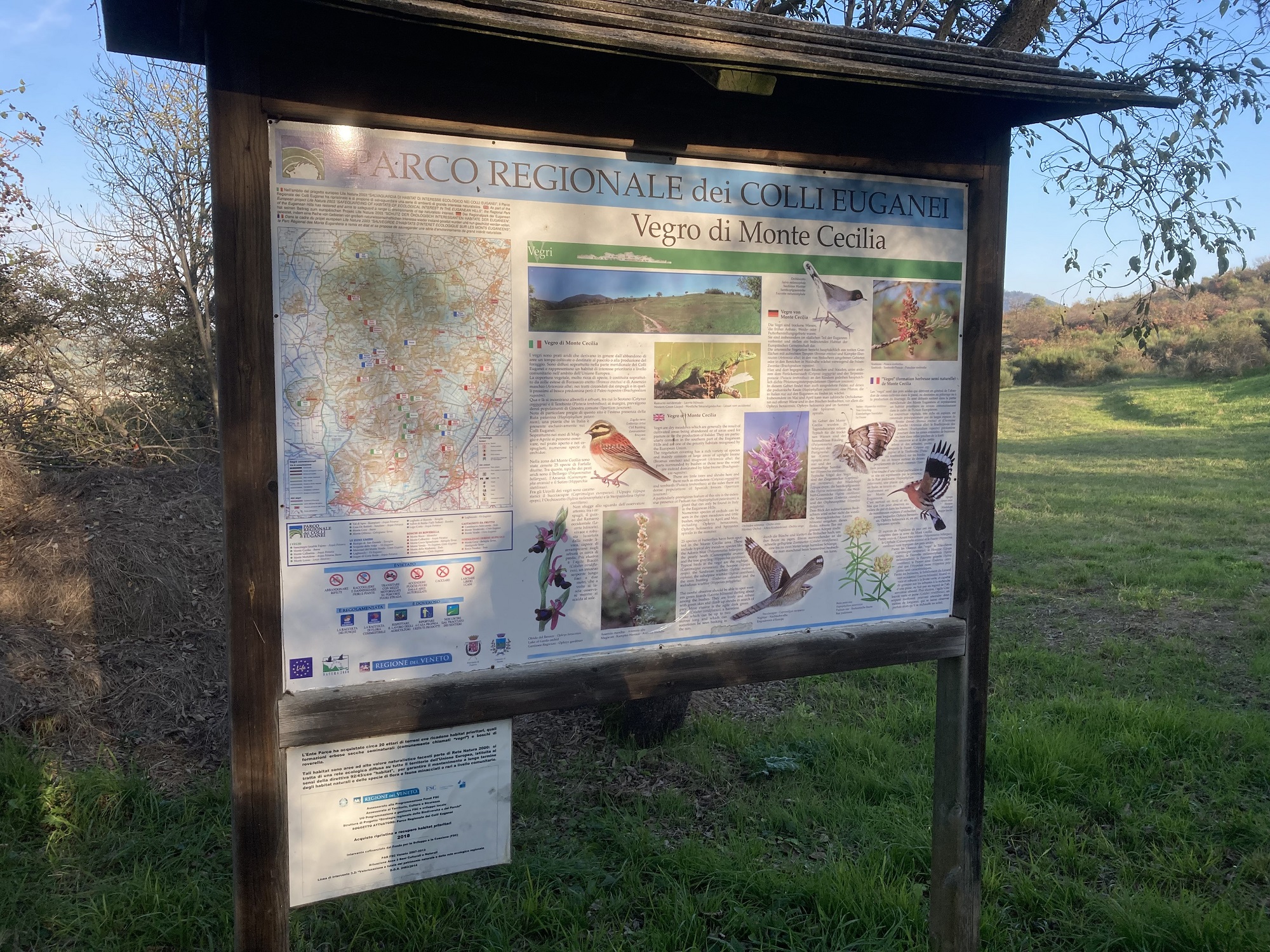 L’immagine mostra un momento della visita sul campo nel Parco Regionale dei Colli Euganei